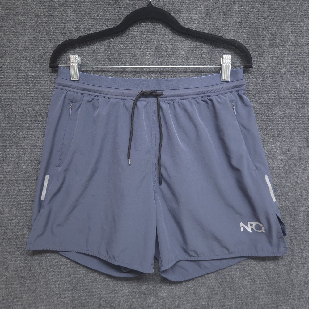 NFQ Running Shorts Men Large Blue 4" Inseam Unlined Zipper Pockets Athletic FLAW